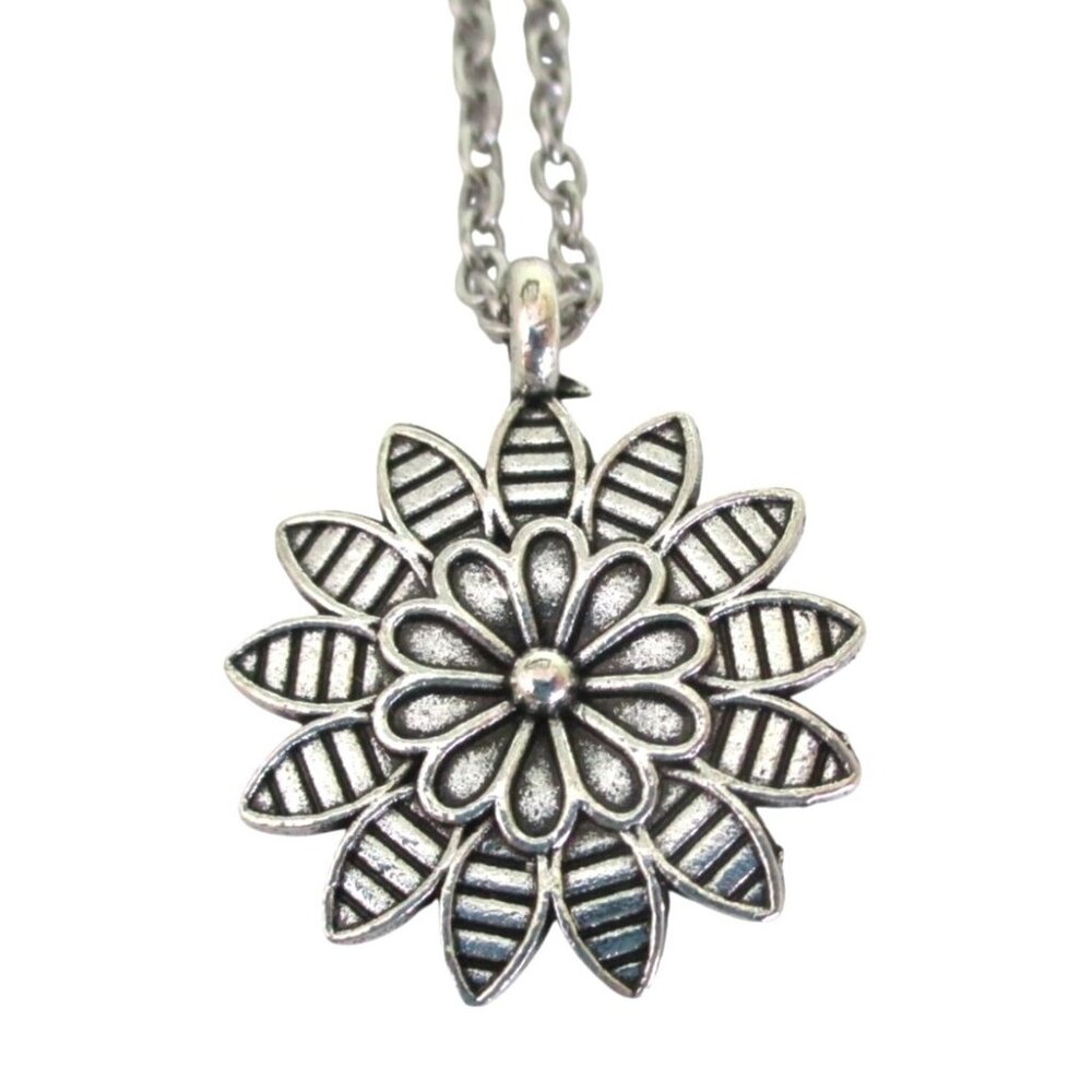 New Floral Pendant Necklace With 20" Stainless Chain - Flower Jewelry Gift